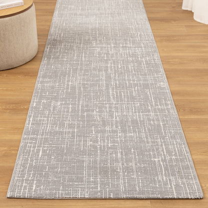 Atina Distressed Geo Lines Grey Rug - AT02